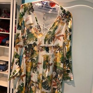 bell sleeve printed romper